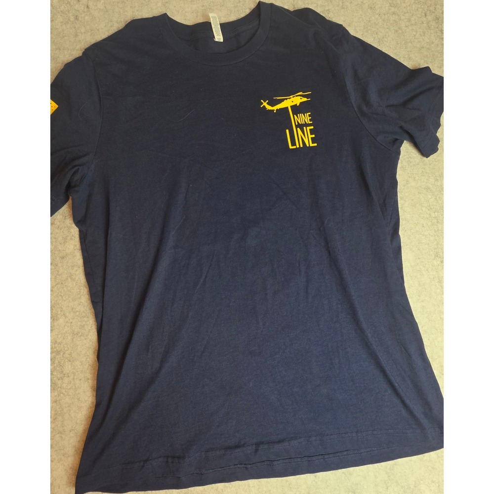 Nine Line Apparel Never Run From A Battle Skull T-Shirt Navy Blue Mens XL